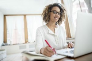 Female student at computer
